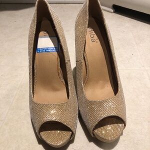 Diba Women's Sparkling Gold Peep Toe Heels